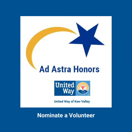 Ad Astra Honors shooting star logo with United Way logo and the words Nominate a Volunteer